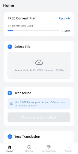 M4A to Text & Translate screenshot 1